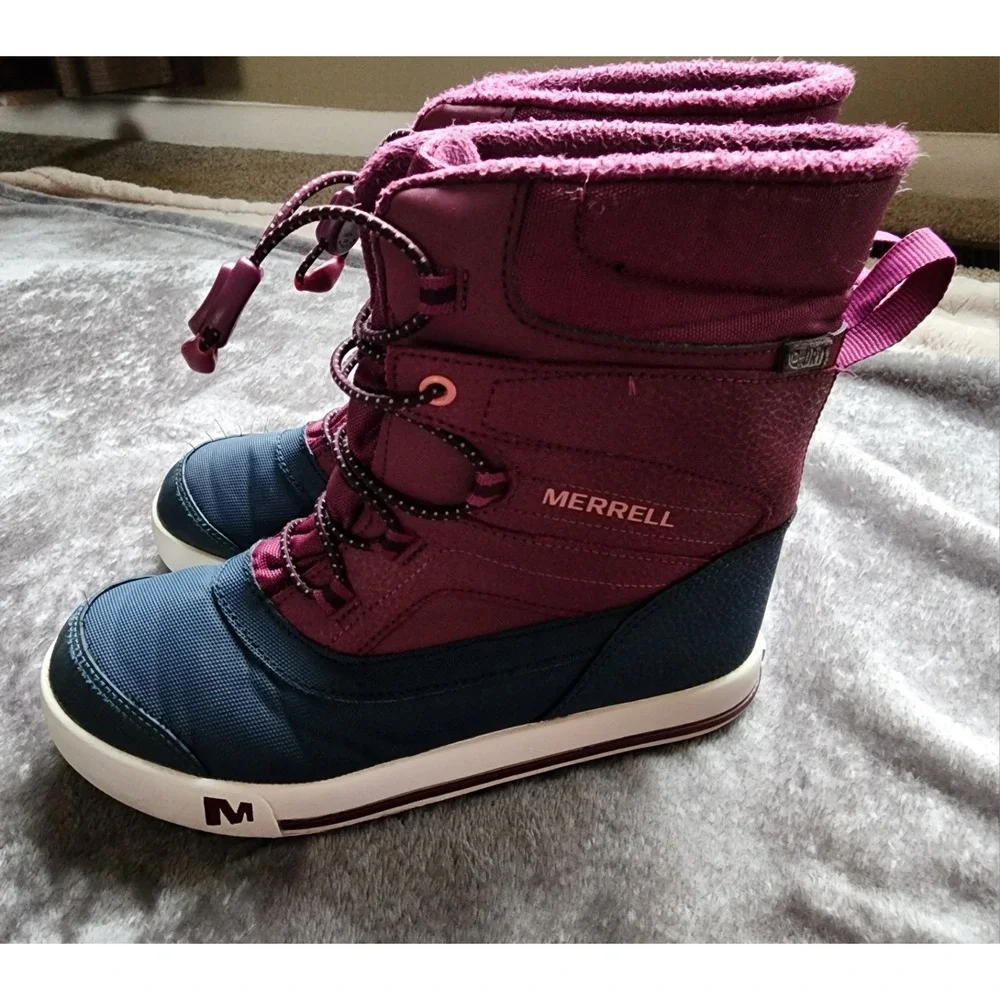 Merrell Girls Snow‎ Bank 2.0 WTRPF Winter Boots Pink Navy US 3 MK162106